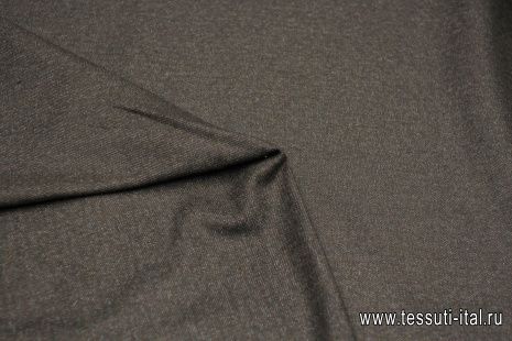 Костюмная 320 г/м (н) темно-коричневая меланж в полоску - итальянские ткани Тессутидея арт. 05-4460