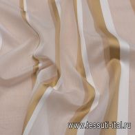 Жаккард купон (1,2м) (н) бело-бежевые полосы - итальянские ткани Тессутидея арт. 10-3024
