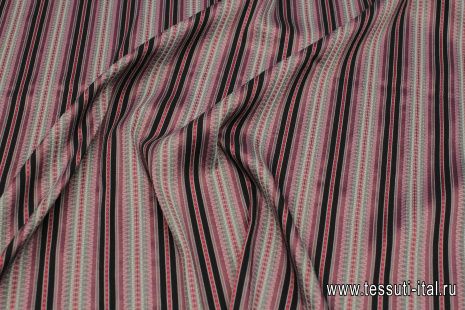 Плательная (н) серо-черно-розовые стилизованные полосы - итальянские ткани Тессутидея арт. 03-6926