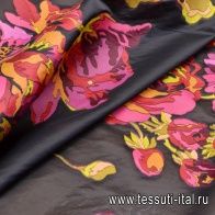 Органза (н) цветочный орнамент на черном - итальянские ткани Тессутидея арт. 03-5563