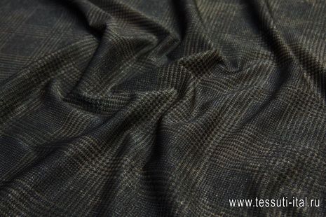 Джерси хлопок с люрексом (н) черно-зеленая гусиная лапка - итальянские ткани Тессутидея арт. 12-1021