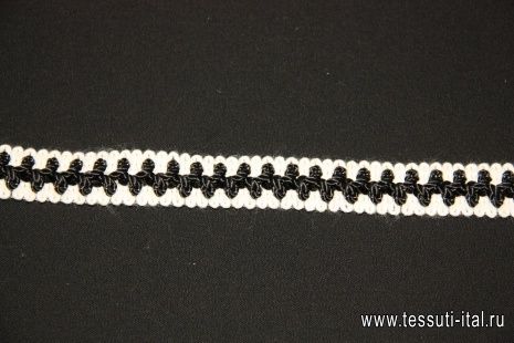 Тесьма шанель с пайетками (н) черно-белая ш-2см - итальянские ткани Тессутидея арт. 03-3548