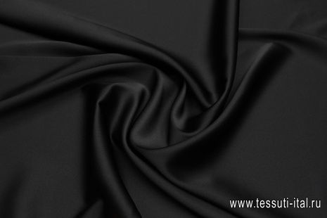 Шелк атлас стрейч (о) черный - итальянские ткани Тессутидея арт. 10-3657