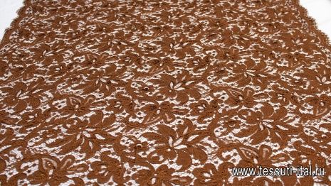 Кружевное полотно (о) коричневое - итальянские ткани Тессутидея арт. 03-6081