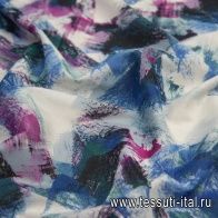 Хлопок (н) сине-бордовая абстракция - итальянские ткани Тессутидея арт. 01-5848