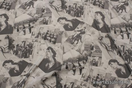 Шелк атлас стрейч (н) черно-белые фото - итальянские ткани Тессутидея арт. 10-3329