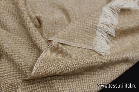 Кашемир купон-палантин бежево-коричневый 180*40см - итальянские ткани Тессутидея арт. F-6476