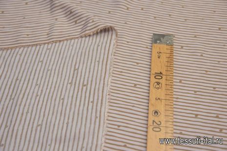 Плательная вискоза (н) коричневая полоска на кремовом - итальянские ткани Тессутидея арт. 04-1349