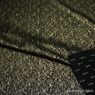 Плательная с люрексом (н) золотой орнамент на черном ш-130см - итальянские ткани Тессутидея арт. 17-0705