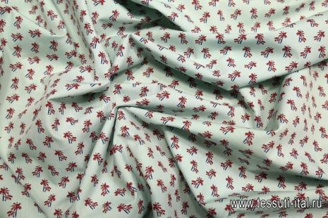 Сорочечная (н) пальмы на светло-бирюзовом - итальянские ткани Тессутидея арт. 01-3549