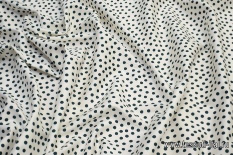 Хлопок стрейч (н) черный горох на белом - итальянские ткани Тессутидея арт. 01-5556
