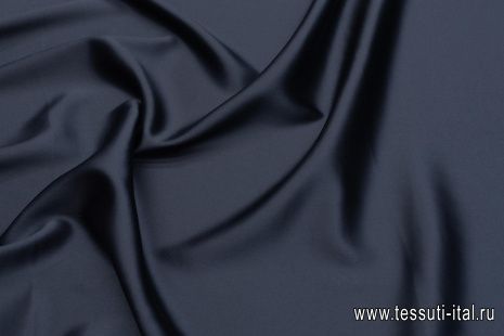Шелк атлас стрейч (о) темно-синий - итальянские ткани Тессутидея арт. 10-2742