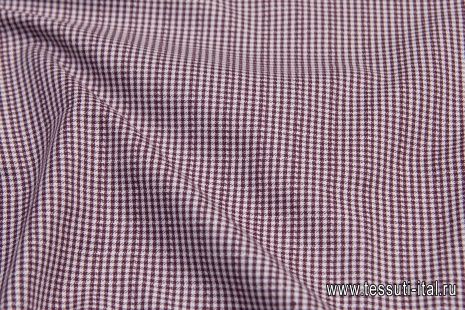 Хлопок стрейч (н) бело-бордовая клетка - итальянские ткани Тессутидея арт. 01-6268