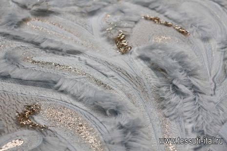 Жаккард филькупе с люрексом (н) серебряно-голубая - итальянские ткани Тессутидея арт. 03-7111
