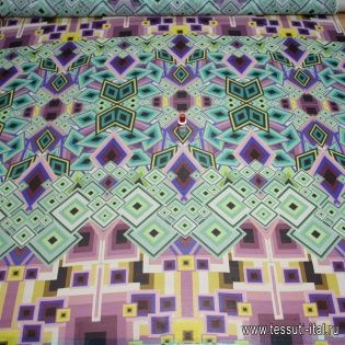 Шифон стрейч купон  (1,1м) (н) разноцветный орнамент  - итальянские ткани Тессутидея арт. 02-4684
