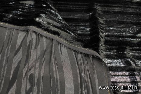 Бархат с люрексом (о) черный в полоску - итальянские ткани Тессутидея арт. 10-3285