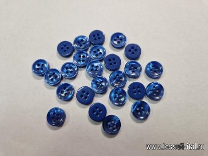 Пуговица пластик 4 прокола d-10мм синяя - итальянские ткани Тессутидея арт. F-5754