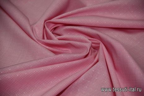 Сорочечная стрейч (н) мелкая розово-белая клетка ш-150см - итальянские ткани Тессутидея арт. 01-3387