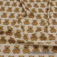 Хлопок стрейч (н) мишки на бежевом - итальянские ткани Тессутидея арт. 01-7188