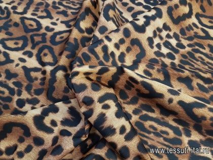 Плащевая (н) коричневый леопардовый принт  - итальянские ткани Тессутидея арт. 11-0362