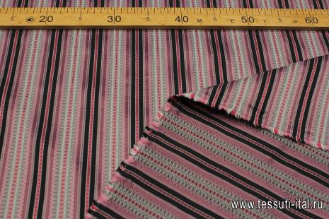 Плательная (н) серо-черно-розовые стилизованные полосы - итальянские ткани Тессутидея арт. 03-6926