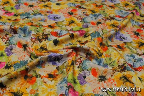Хлопок стрейч (н) яркий цветочный рисунок - итальянские ткани Тессутидея арт. 01-7153