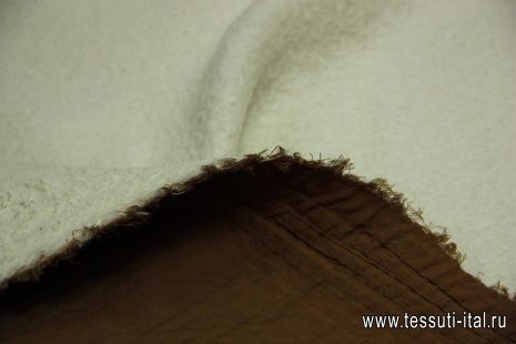 Пальтовая мохер дублированная Lanificio Ricceri (о) белая ш-160см - итальянские ткани Тессутидея арт. 09-1210