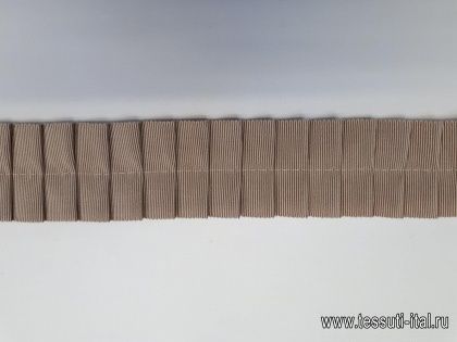 Репсовая лента плиссе (о) бежевая ш-5см - итальянские ткани Тессутидея арт. F-4105