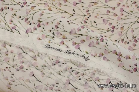 Крепдешин (н) мелкий цветочный рисунок на айвори - итальянские ткани Тессутидея арт. 10-3705