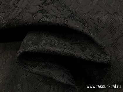 Неопрен с кружевом купон (1,55м) (о) черный - итальянские ткани Тессутидея арт. 03-4916
