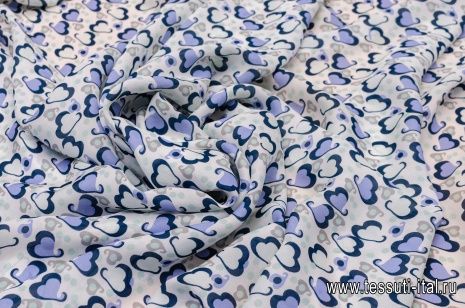 Шифон (н) стилизованные сердечки на белом - итальянские ткани Тессутидея арт. 02-8450