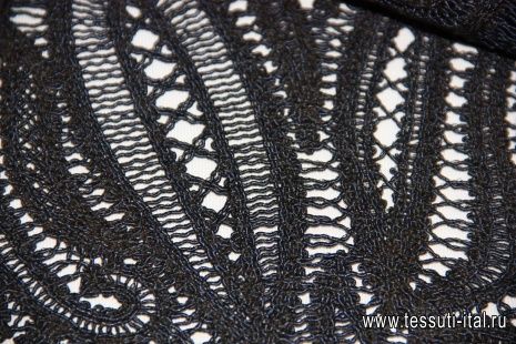 Кружево макраме (о) темно-синее ш-115см - итальянские ткани Тессутидея арт. 03-3512