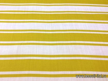 Лен (н) желто-белая полоска - итальянские ткани Тессутидея арт. 16-0401