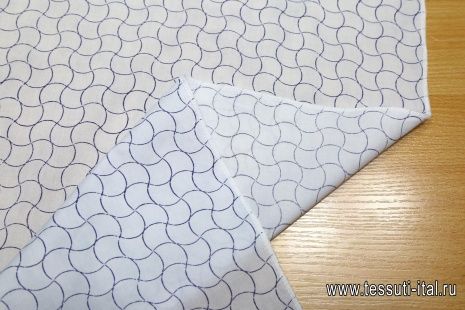Сорочечная (н) стилизованная клетка на светло-голубом - итальянские ткани Тессутидея арт. 01-3556