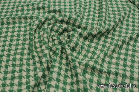 Шанель (н) бело-зеленая клетка - итальянские ткани Тессутидея арт. 01-7225