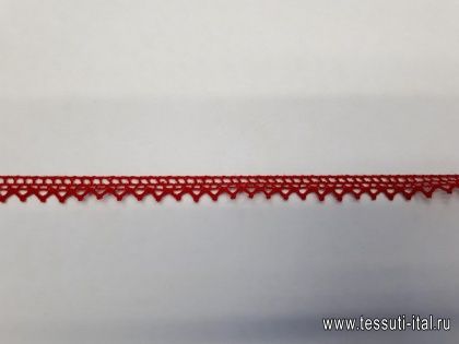 Тесьма макраме (о) красная ш-0,8см - итальянские ткани Тессутидея арт. F-4107