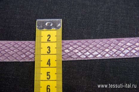 Резинка бархатная под рептилию желтая, светло-фиолетовая ш-1,5см - итальянские ткани Тессутидея арт. F-4539