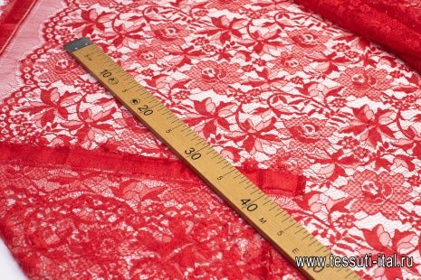 Кружевное полотно (о) ярко-красное - итальянские ткани Тессутидея арт. 03-6122