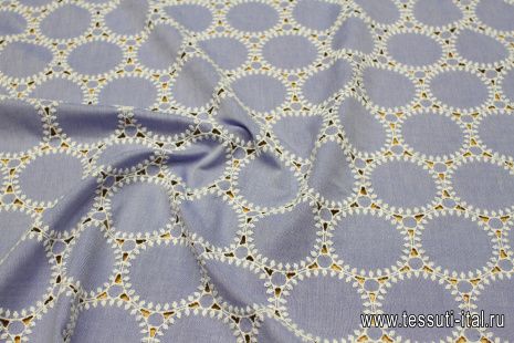 Шитье (н) бело-голубое - итальянские ткани Тессутидея арт. 01-7523