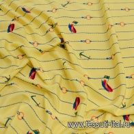 Крепдешин (н) морская тема и голубая стилизованная полоска на ярко-желтом в стиле Ralph Lauren - итальянские ткани Тессутидея арт. 10-2471