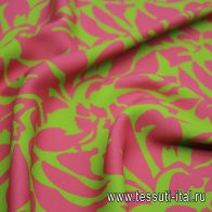 Плательная кади вискоза 300 г/м (н) розово-салатовый рисунок - итальянские ткани Тессутидея арт. 04-1562