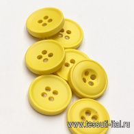 Пуговица пластик 4 прокола d-18мм желтая - итальянские ткани Тессутидея арт. F-6118