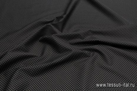 Сорочечная (н) мелкий белый горох на черном - итальянские ткани Тессутидея арт. 01-7208