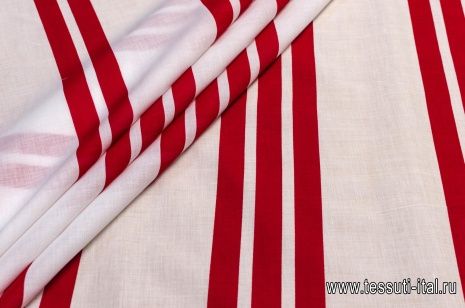 Сорочечная полоска (н) красно-белая - итальянские ткани Тессутидея арт. 01-4923