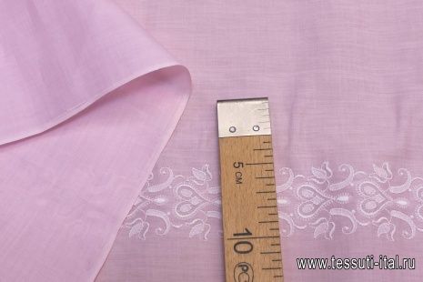 Хлопок (н) белая вышивка на розовом - итальянские ткани Тессутидея арт. 01-5238