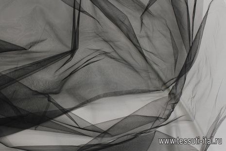 Плательная сетка фатин (о) черная - итальянские ткани Тессутидея арт. 03-6987