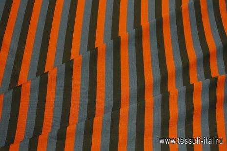 Трикотаж хлопок (н) сине-черно-коричневая полоска - итальянские ткани Тессутидея арт. 12-1177