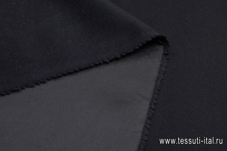 Пальтовая велюр продублированная (о) черная - итальянские ткани Тессутидея арт. 09-1726