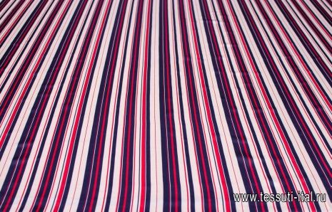 Шелк атлас (н) сине-красно-белая полоска - итальянские ткани Тессутидея арт. 02-8387