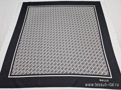 Шелк купон-платок 90*90см черно-белый - итальянские ткани Тессутидея арт. F-6031